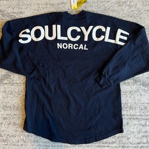 Soulcycle oversized long sleeve sweatshirt size small navy with white logo